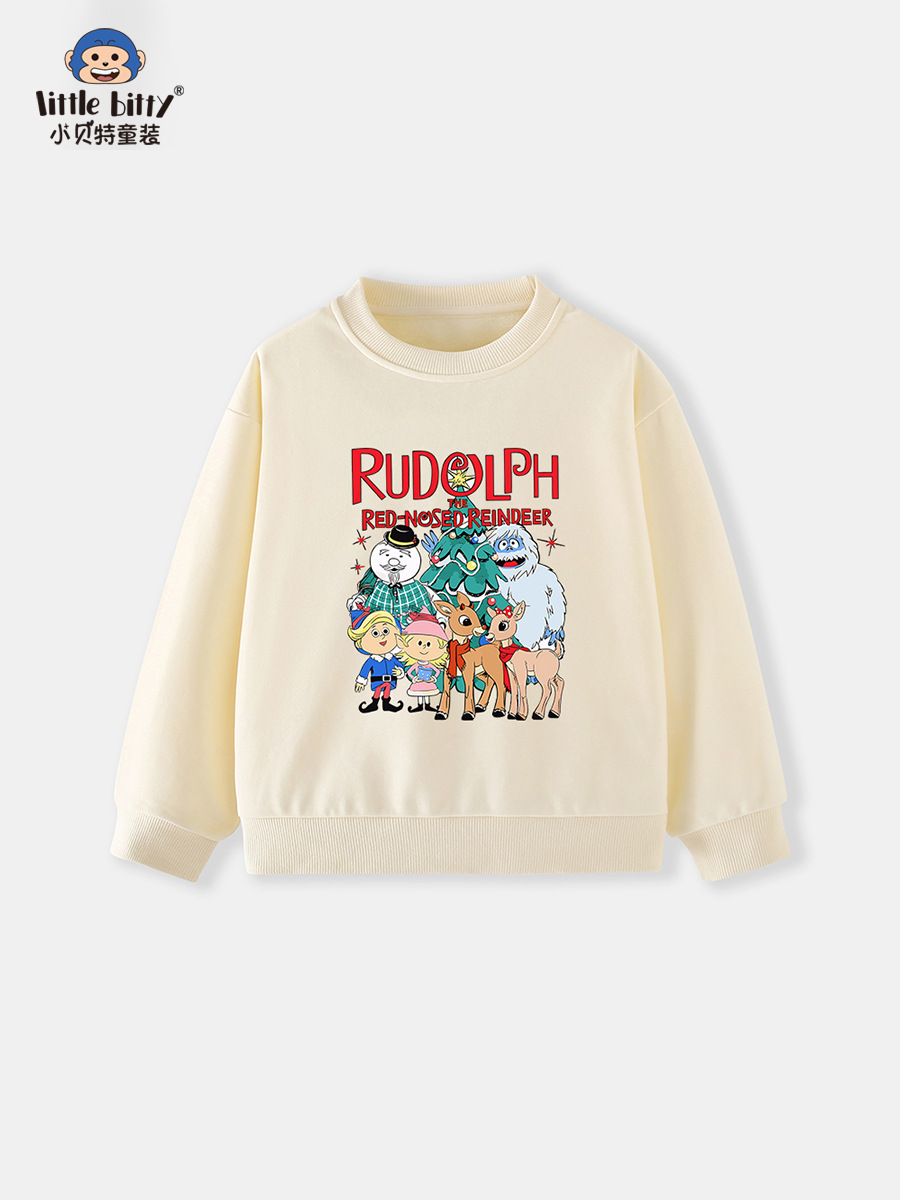 Cross-Border 25Th Autum New Kidsren's Round Neck Sweatshirt European and American Style Christmas Kidsren's Sweatshirt Tops Clothing