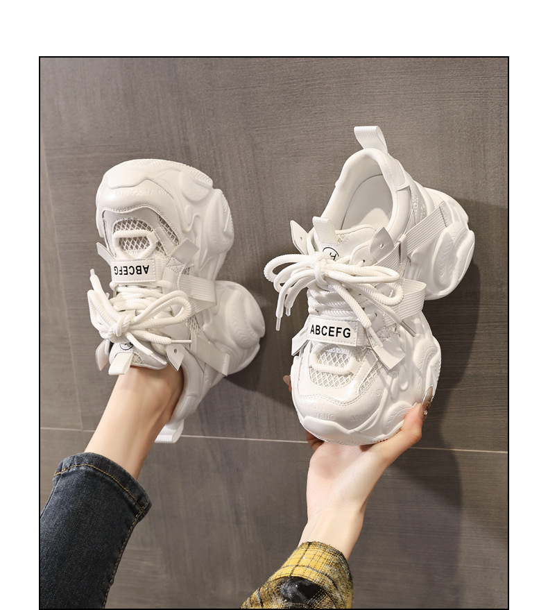 Giày sneaker nữ đế dày tăng chiều cao 10cm phong cách thể thao — màu trắng chi tiết 14