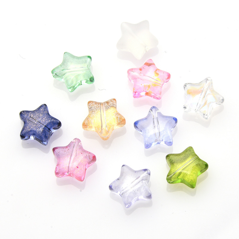 50 PCS/Package 10 * 10mm Hole 1~1.9mm Glass Star Beads display picture 1