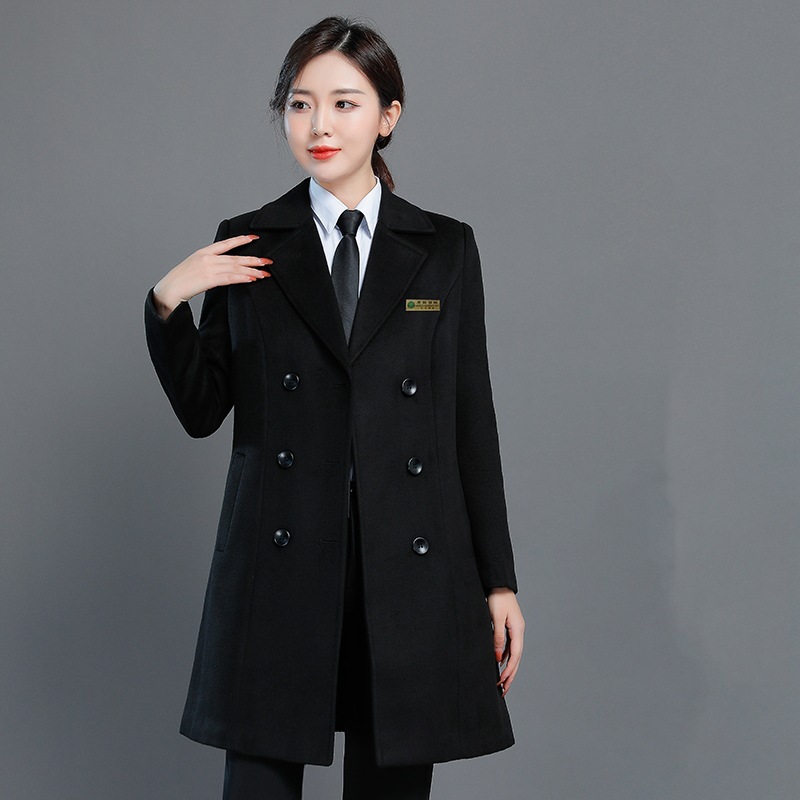 여성용 213 블랙 더블 브레스트 코튼