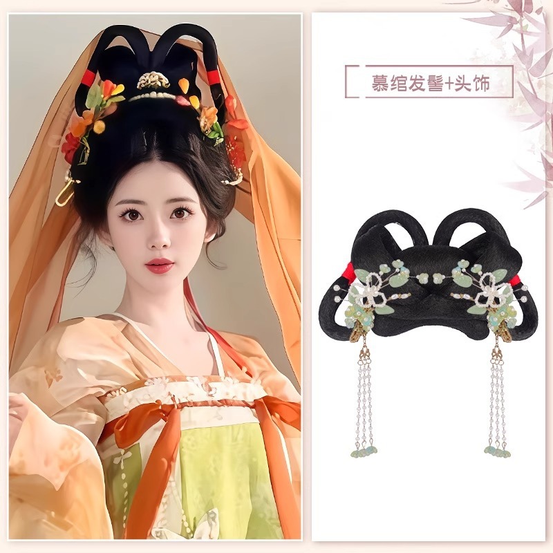 古风假发包汉服假发头饰发髻盘发古装一体发饰女日常唐风发包垫发|undefined