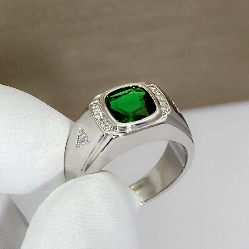 Bague pour homme avec pierre précieuse bague zircon bleue tendance_voghion.com