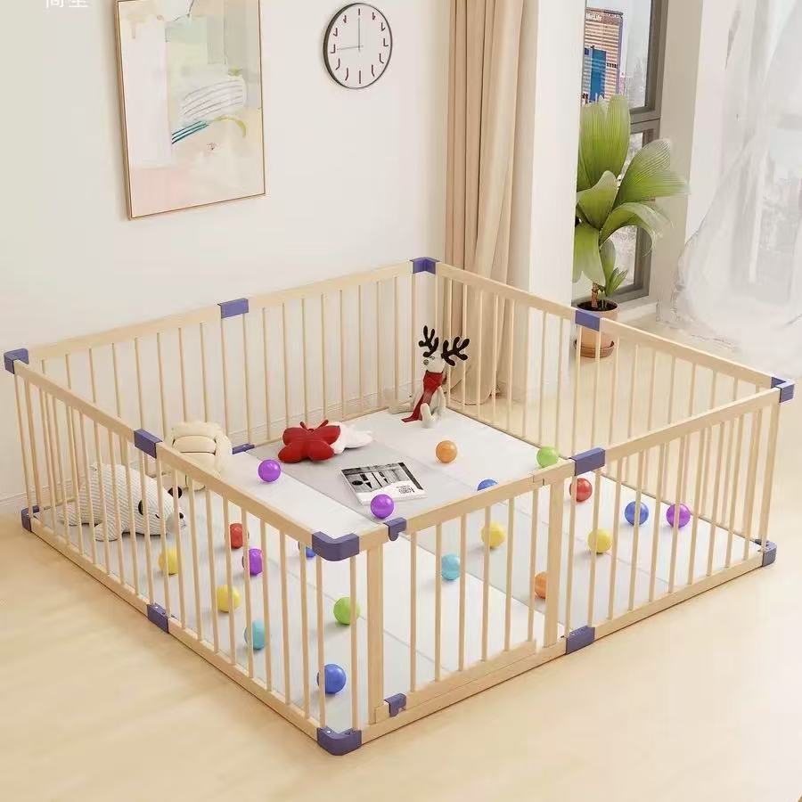 Children's Protective Fence Solid Wood Baby Floor Baby Indoor Home Fence Toddler Fence Floor Fence Baby Play Fence