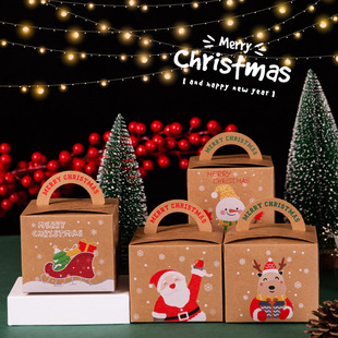 New Kraft paper portable Christmas Apple box Christmas Eve Christmas Apple carton safe fruit box wholesale