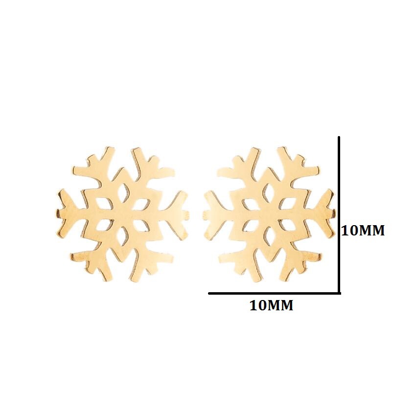 5g Weight Earrings Event & Party Supplies PVD Coated Gold Plating Process PVD Coated 18K Gold Real Gold Plated Snowflake 304 Stainless Steel Fashion Waterproof Non Tarnish Ear Studs