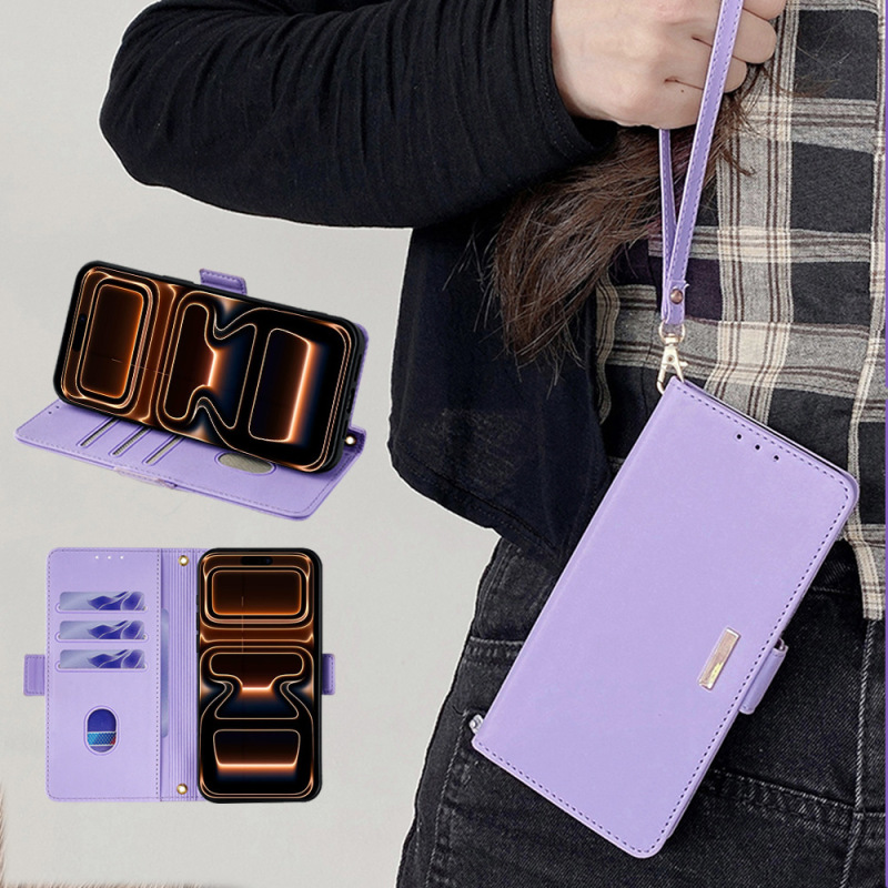 Suitable for Iphone17Promax Cross-Body Mobile Phone Leather Case Apple 16E Multi-Function 13Pro Flip Phone Case 11