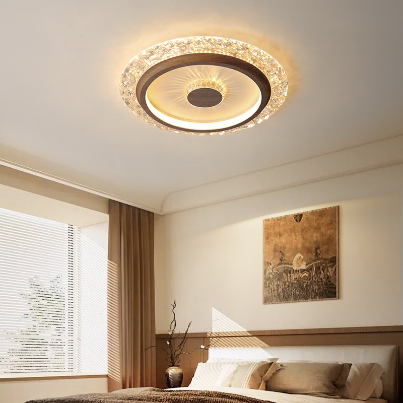 [Selección estricta] lujosa atmósfera sencilla moderna luz de techo inteligente protector de ojos de estilo francés medieval cristal lámpara de habitación principal