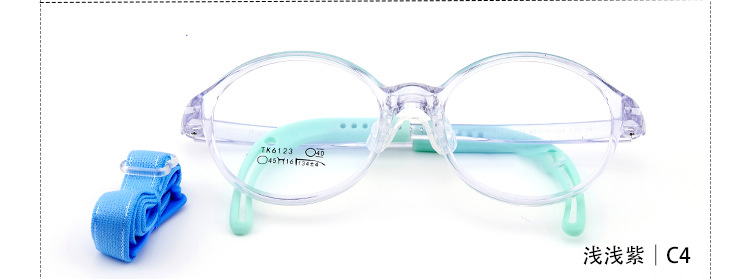 Moda lindo marco redondo antideslizante gancho pierna TR90 suave silicona puede ser equipado con miopía gafas marco 6123