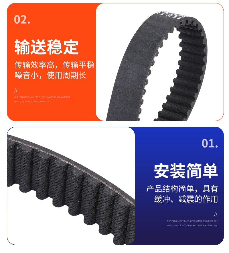 8M rubber synchronous belt manufacturer processes wear-resistant circular industrial belts, wholesale black transmission rubber synchronous belts