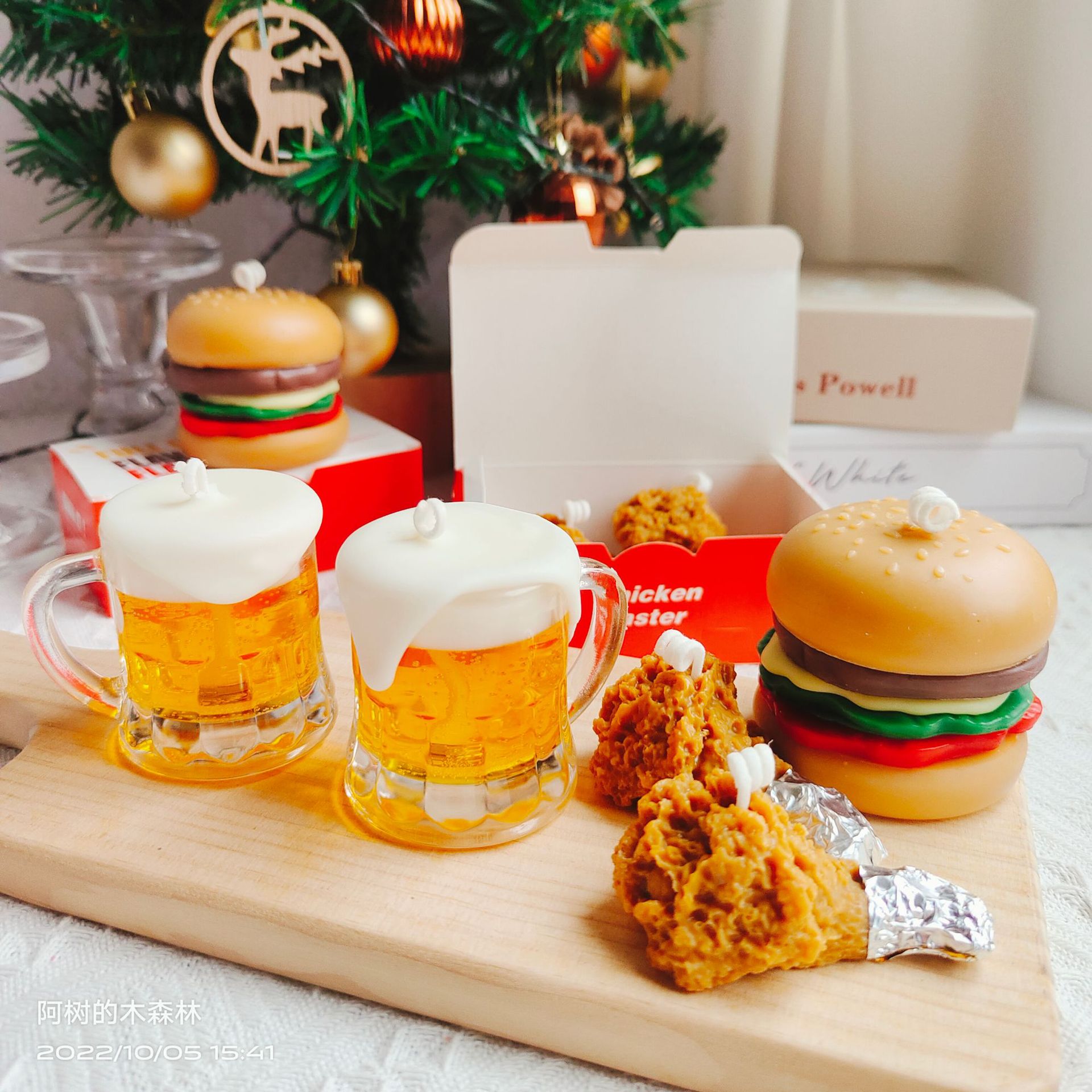 Beer Candle Fried Chicken Burger Aromatherapy Candle Bedroom Ornament Souvenir Birthday Gift Cross-Border Creative Soy Wax