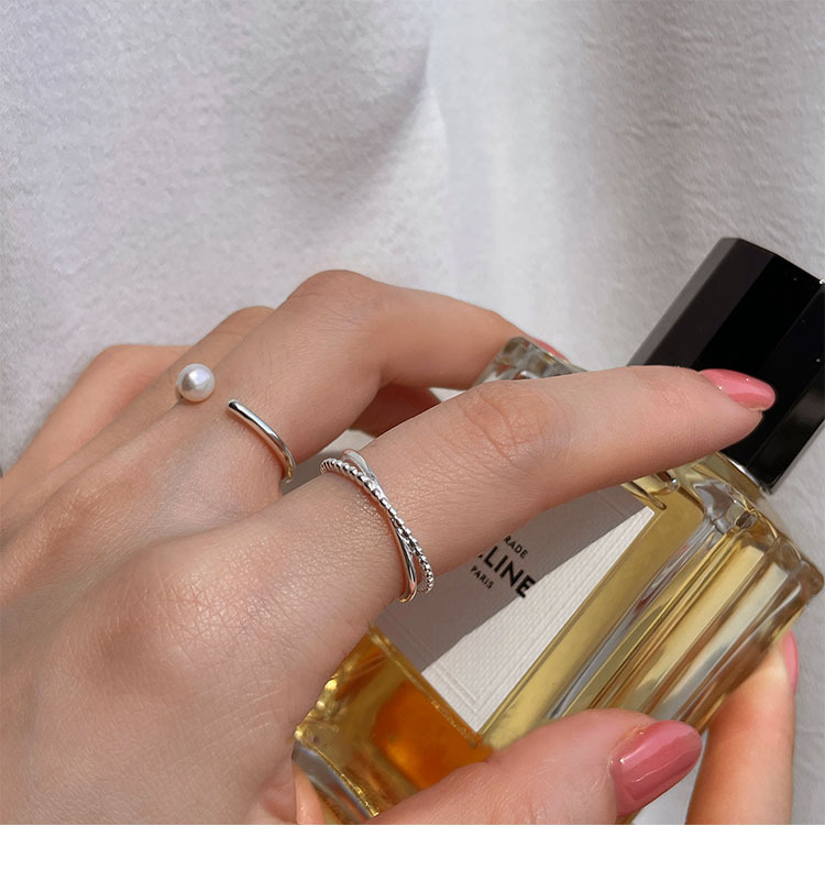 Minimalistischer Perlenring Damen Korean Style Offener Ring_voghion.com