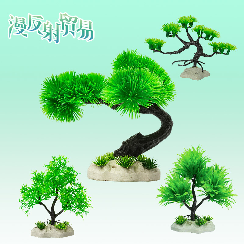 Origen Fabricante Pecera Simulación Árbol falso Hierba de agua falsa Simulación Planta Bienvenido Pino Agua Hierba de agua Decoración de paisaje Hierba de agua de plástico