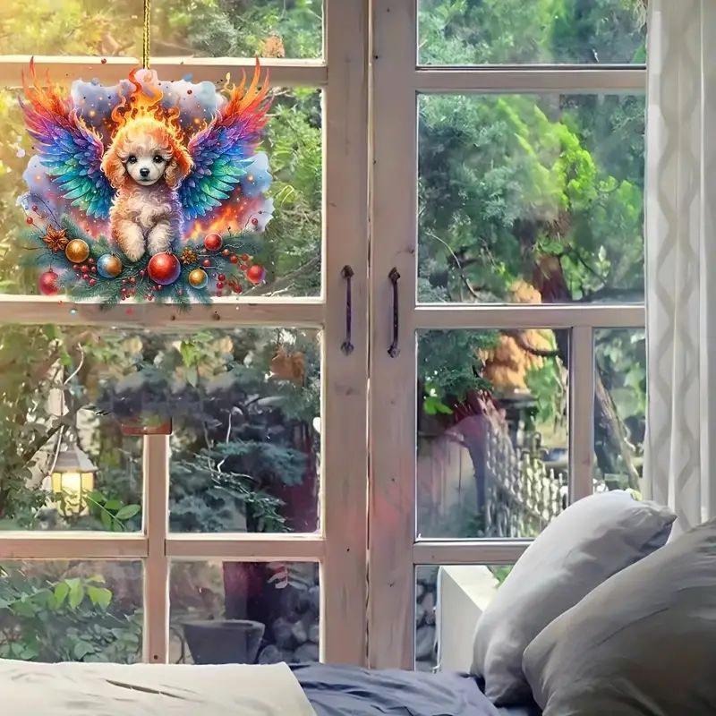 Navidad acrílico perro de llama navideño colgante plano transfronterizo nuevo colgante de decoración de espejo retrovisor