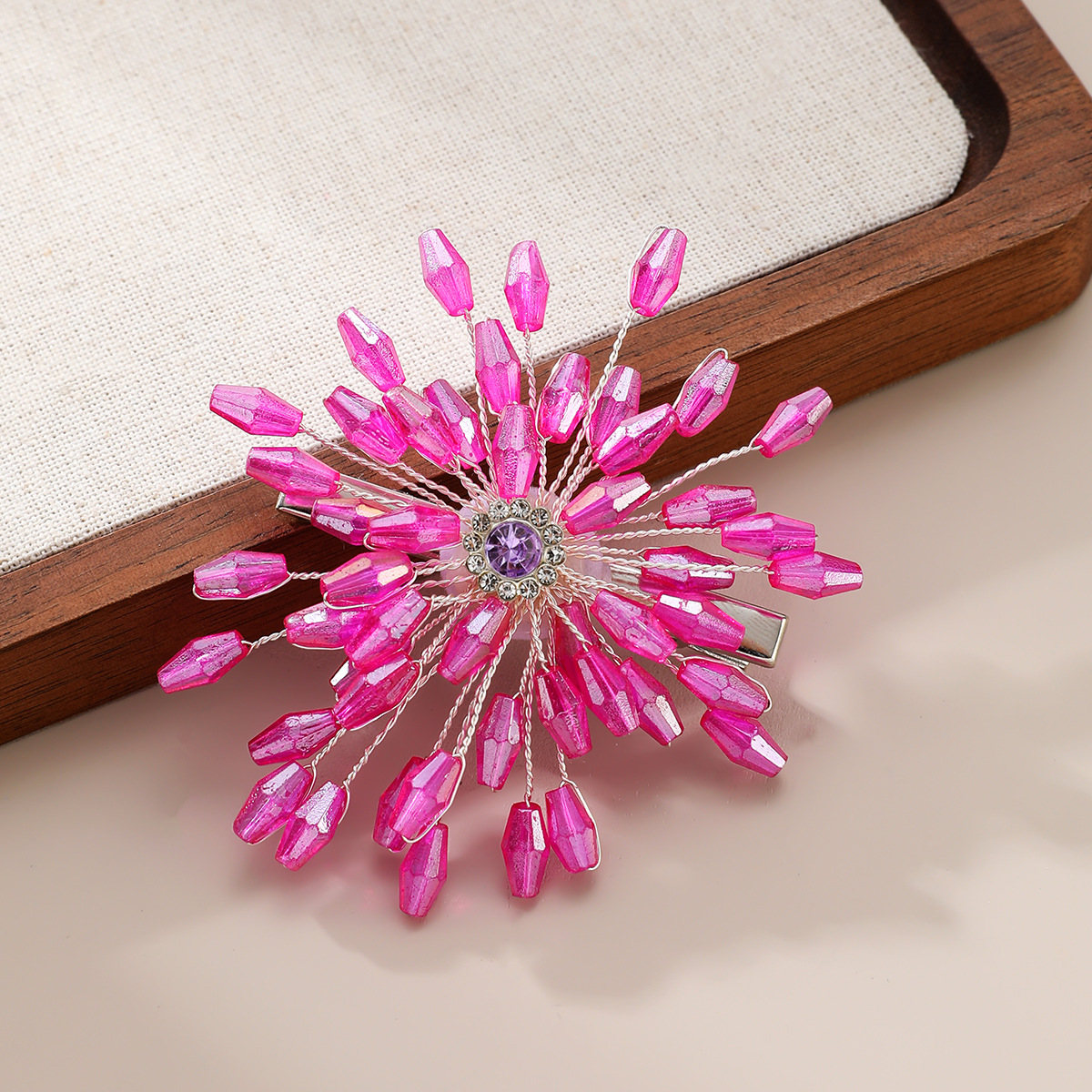 13g Weight Hair Clip Hair Accessories Type Artificial Crystal Inlay Material 1 Piece Quantity Casual, Date Occasion Copper Material Flower Pattern All Seasons Season Women's Gender Lady, Modern Style Style Lady Modern Style Women's Flower Copper Artificial Crystal Hair Clip 3