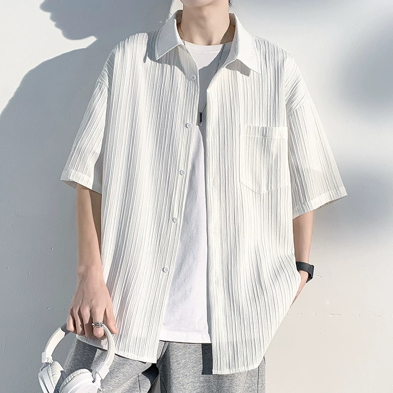 Silk men's summer thin shirt for leisure, jacket for students