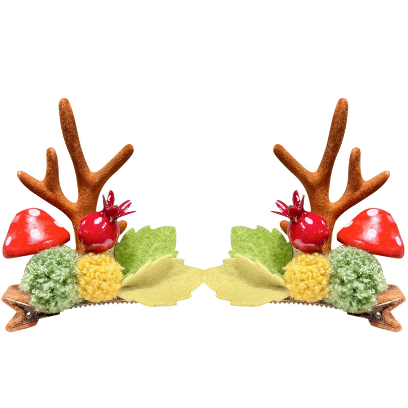 Cross-border forest nuevo tocado de cuerno de venado navideño en línea popularidad adorable clip de cuerno de alce adornamiento para el cabello
