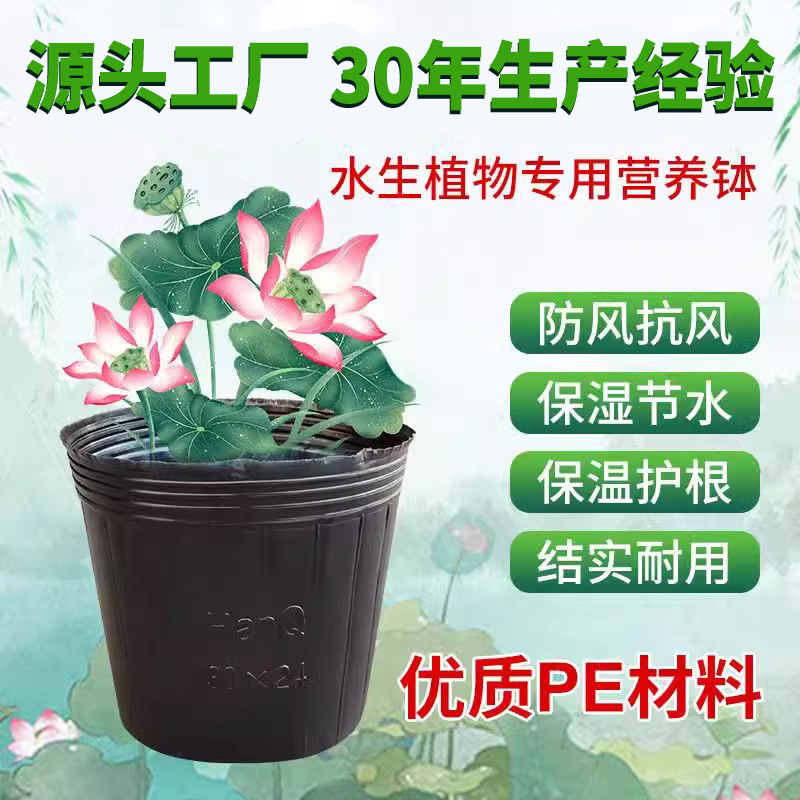 不漏水花盆水生植物无孔营养钵荷花盆碗莲育苗袋不漏水加厚塑料花