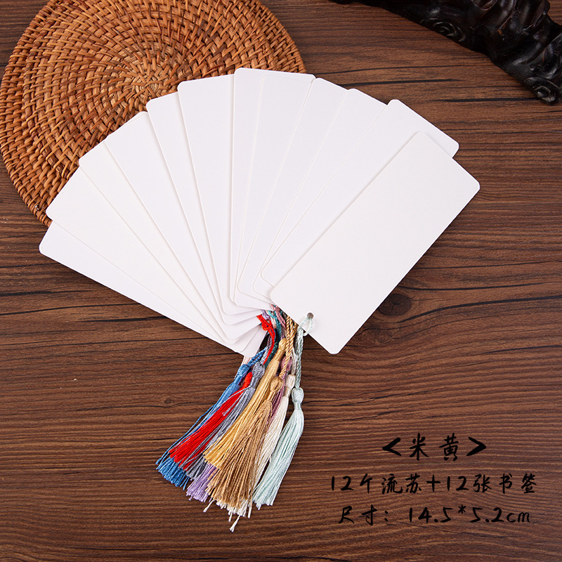 Marcador en blanco, paquete de material de bricolaje, borlas frescas, estudiantes, papel, estilo chino, tarjetas pintadas a mano, hechas a mano