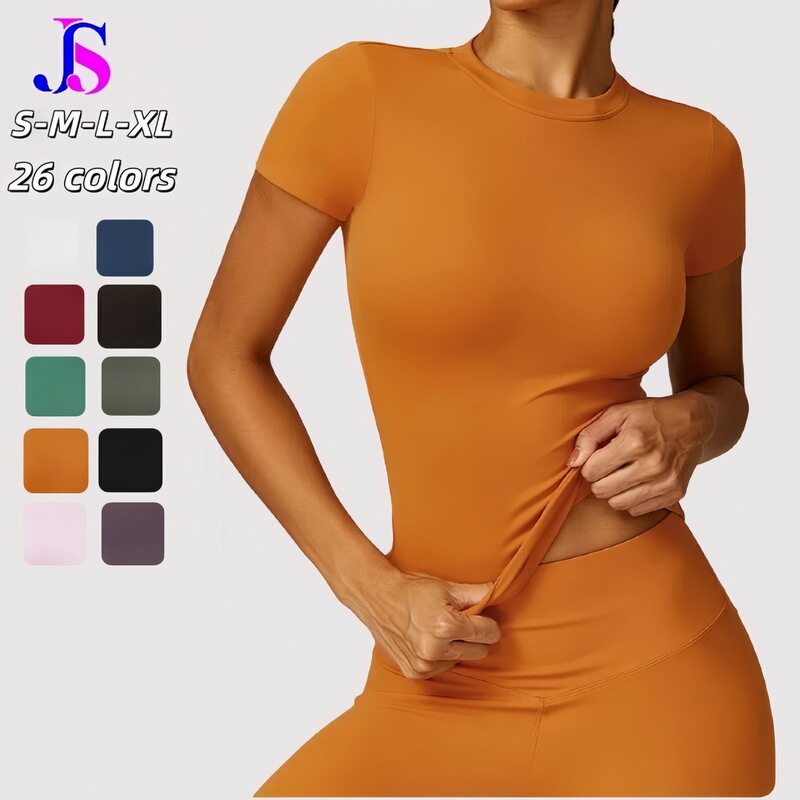 Jinsi 26-Color Nude-Feel Quick-Dry Yoga Short-Sleeve Fitness Sports T-Shirt Casual Top for Women Sports T-Shirt