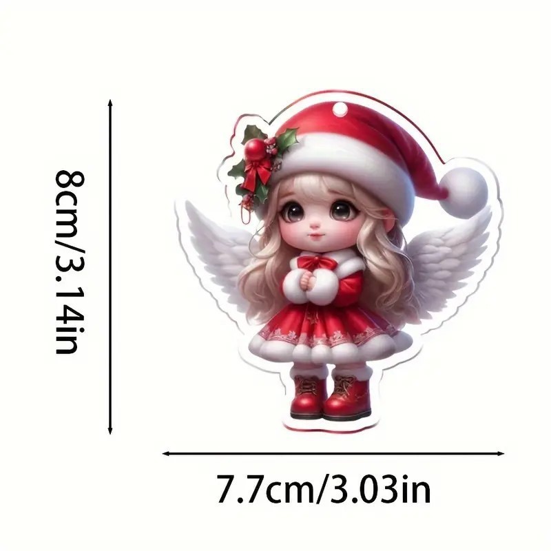 Nuevos productos transfronterizos acrílicos planos clásicos sombrero de Navidad serie de hadas decoración de árbol de Navidad colgante llavero