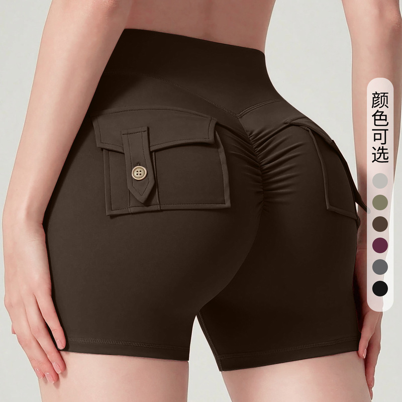 Cross-Border Sports Shorts, No Embarrassing Lines, Quick-Drying Peach Buttocks, Nude Butt Lifting, Workwear Style Yoga Fitness Pants, New Summer Style