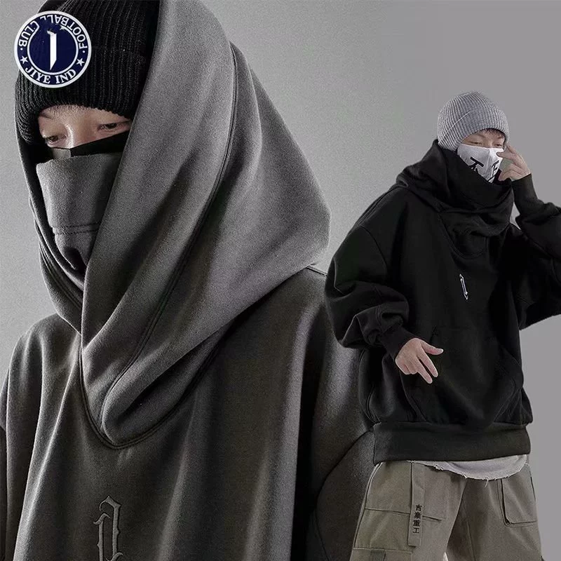 Деми-сезонный худи oversized из тонкого флиса, хип-хоп стиль, длинный пуловер