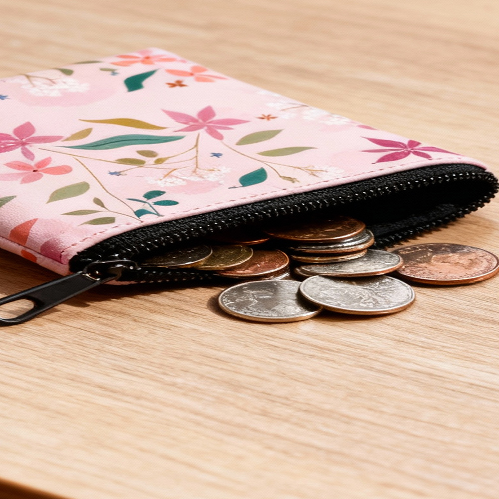 2025年 花柄小銭入れ 子供用携帯カードケース コインキーホルダー収納バッグ コインポーチ カードケース 小型スクエアバッグ