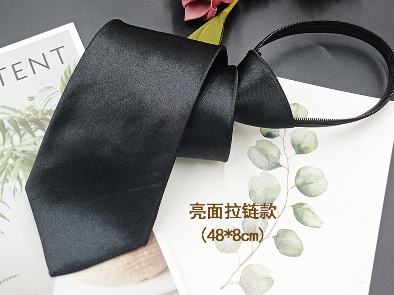En stock color sólido negro cremallera lazo de los hombres y las mujeres perezoso moda casual mate brillante camisa decorativa mano golpeando