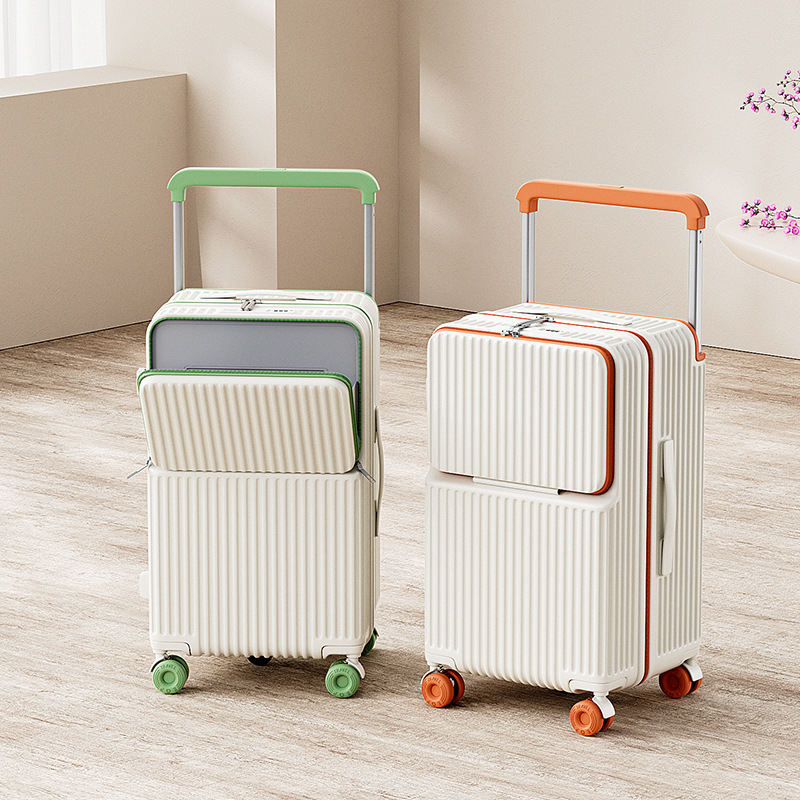 2025 New Wide Trolley Suitcase Large Capacity Boarding Case Front Opening Password Box Men's Suitcase Trolley Case Women