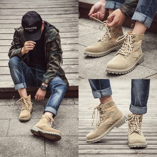 Martin Boots Men's Mid-high-top British Retro Desert Tooling Shoes Outdoor Waterproof Labor Protection Trendy Boots Mid-short Boots Men's Boots