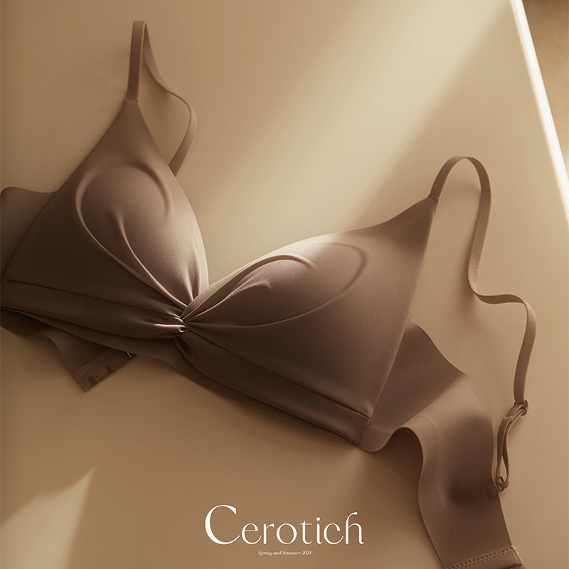 Cerotich Intimates Women's 100% Mulberry Silk Bra Small Breast Push-Up Wire-Free Bra Seamless, Breathable and Comfortable