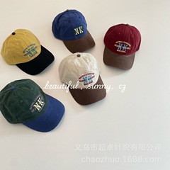 水洗棉秋季新品儿童美式撞色字母男童女童学院风鸭舌帽