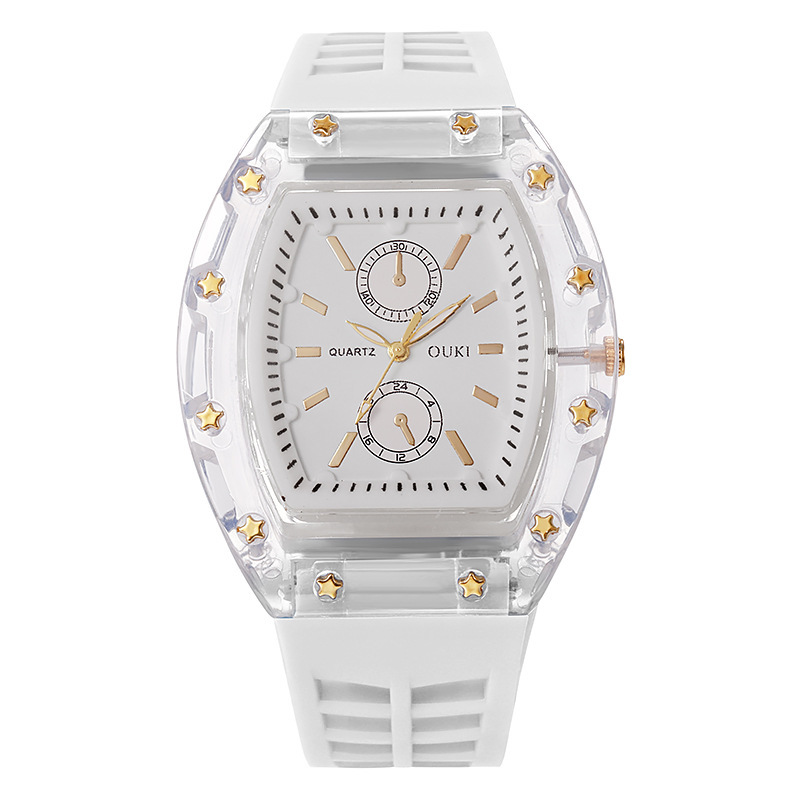 Reloj nuevo en forma de barril de vino transparente, reloj de cuarzo de la serie Richard transfronterizo de nicho casual, reloj en forma de barril para hombre⌚️