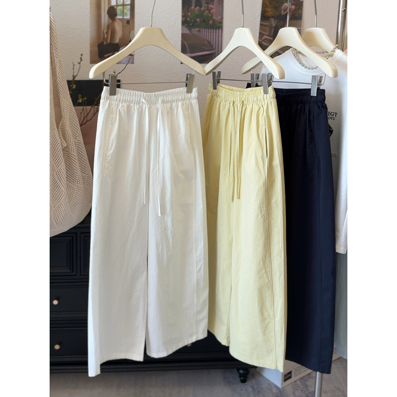 十三行夏季新款日韩小个子阔腿裤休闲九分裤质宽松裤子女装批发