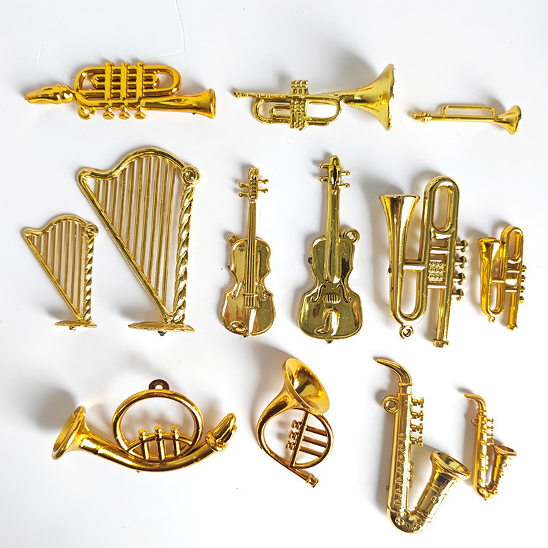 Factory Direct sale electric gold and silver plated small musical instrument small crafts DIY small ornaments Christmas tree decoration accessories in stock Factory Direct sale electric gold and silver plated small musical instrument small crafts DIY small ornaments Christmas tree decoration accessories in stock