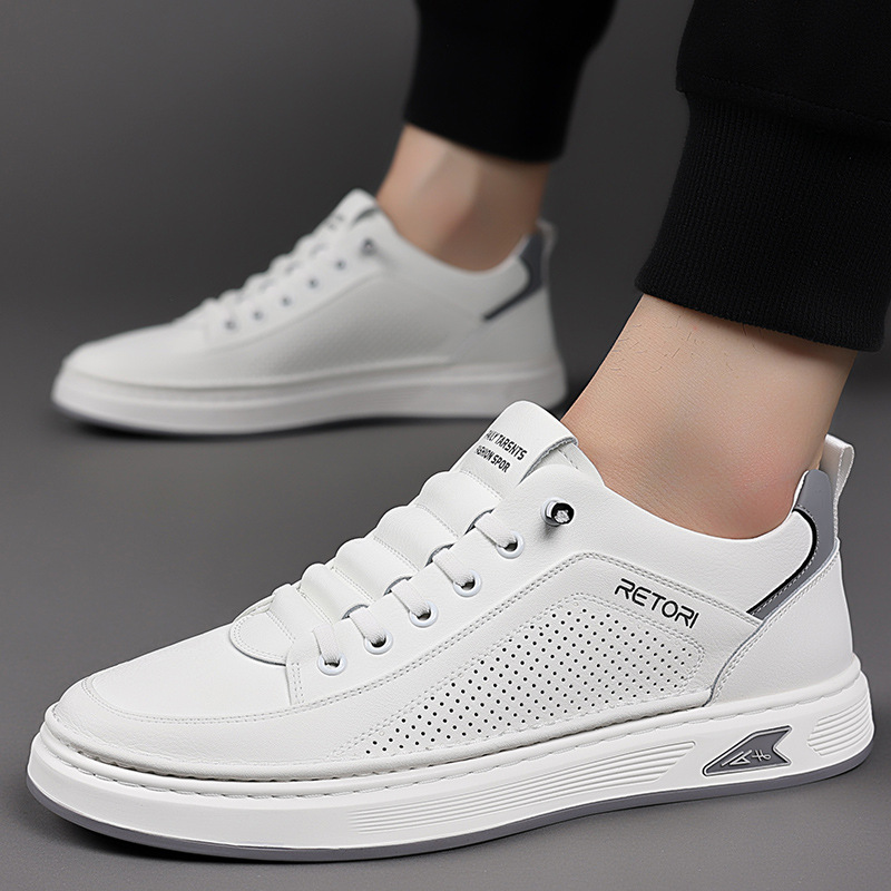 Nuevos zapatos blancos para hombres, zapatos de punta herméticos y transpirables de verano, zapatos casuales de moda para hombres, zapatos para hombres al por mayor
