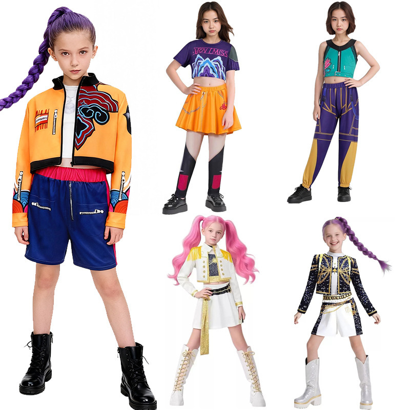 Halloween Kpop Demon Slayer Girl Group Cos Anime Performance Costume Demon Hunter Rumi Zoy Miria Suit