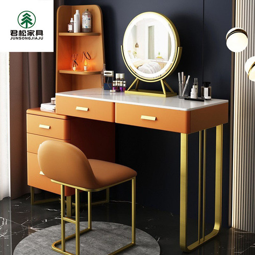 Nordic simple light luxury slate dressing table with mirror solid wood dressing table small apartment storage cabinet integrated dressing table