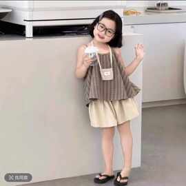 女童复古吊带套装2025夏季新款儿童森系穿搭韩版短裤宝宝夏天海边