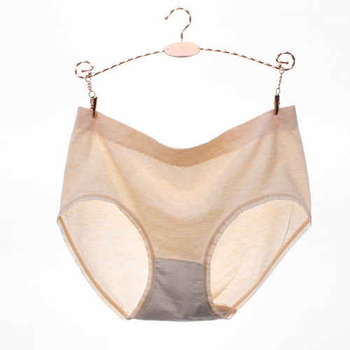 Cross-border large size seamless nude ammonia pure color cotton briefs big mommy non-sensory jacquard postpartum mid-waist women's underwear