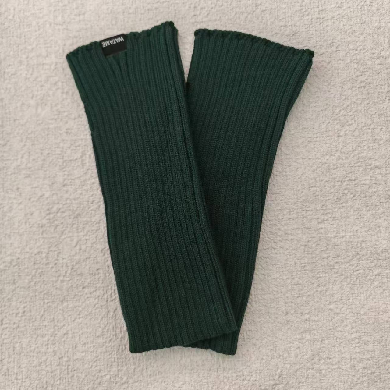 Mangas montadas al sol de imitación, medias mangas de lana de punto cálido, guantes de brazo de protección contra el frío de pantalla sin dedos elásticos de otoño e invierno para mujer