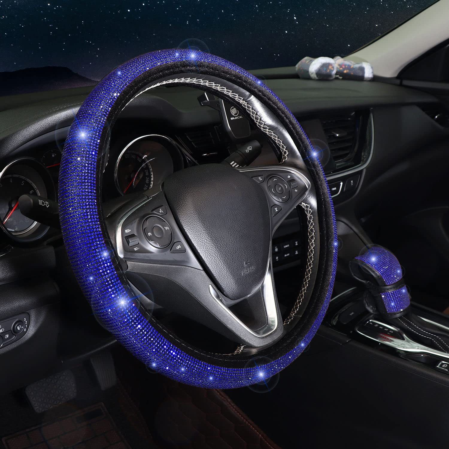 Car Handlebar Cover with Diamonds, Handbrake Gear, Seat Belt Shoulder Cover, Hot Diamond Handlebar Cover, Decorative Universal Full Diamond Steering Wheel Cover