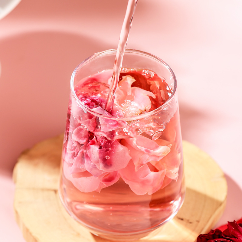 Yunnan Freeze Dried Dark Red Rose Tea Double Petal Rose Buds Loose Floral Herbal Tea 50g Can preparation