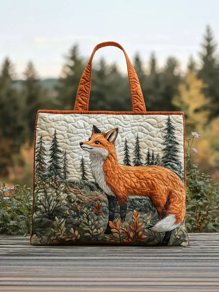 Cross-border handmade TOTE bag with jungle fox, sea turtle, sheep, and book patterns travel bag