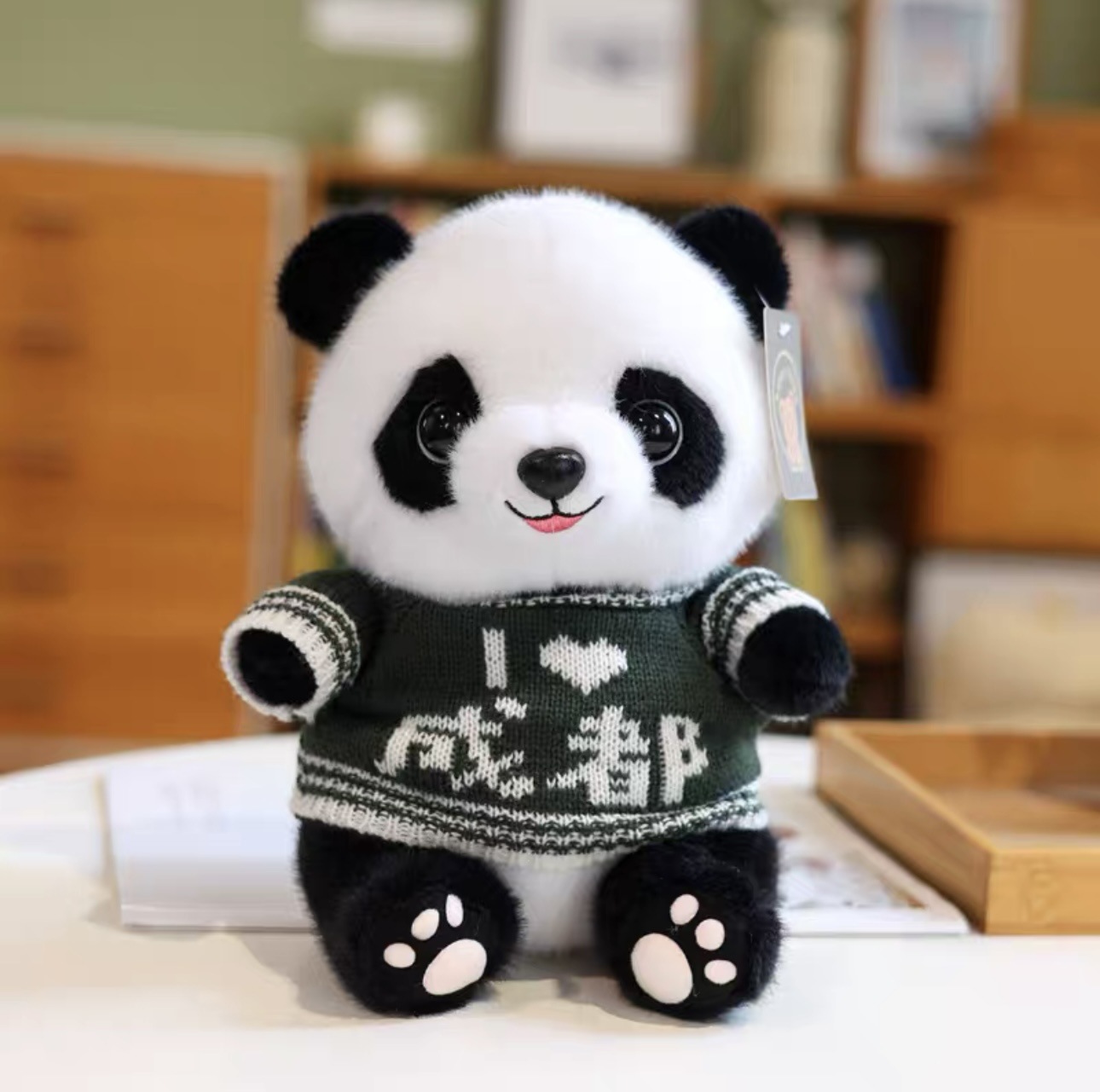 Disfraz encantador panda muñeca juguetes de peluche base panda recuerdos simulación tesoro nacional panda gigante puede agregar logotipo