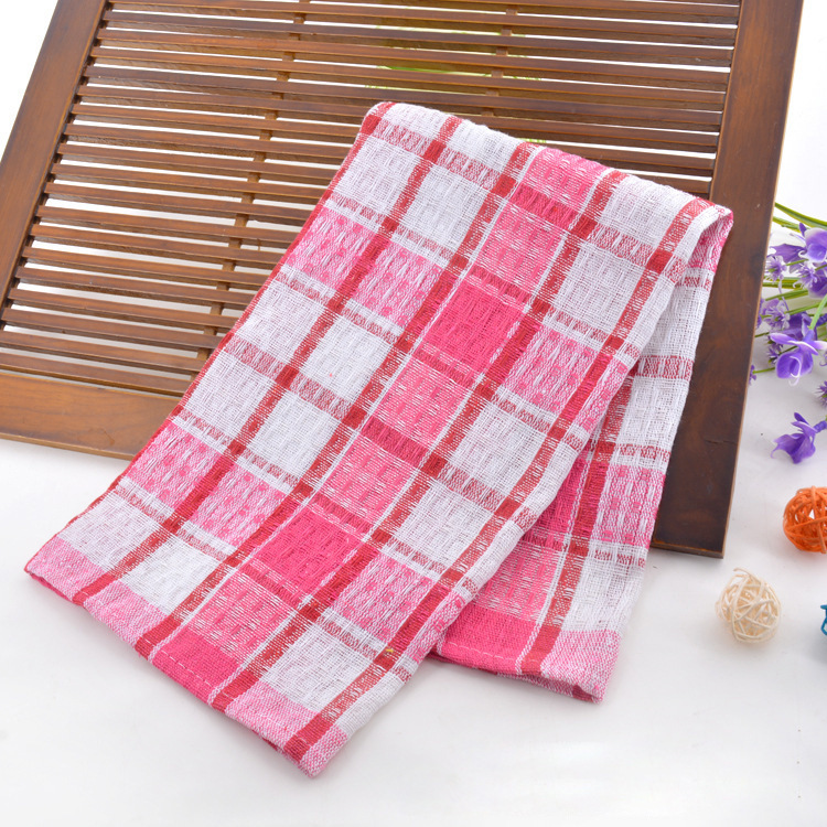Factory wholesale polyester cotton plain cloth tea towel yarn-dyed dishwashing towel absorbent stain-resistant dishcloth kitchen cleaning towel export