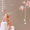 Fuchsia Chinese hairpin pearl with tassels