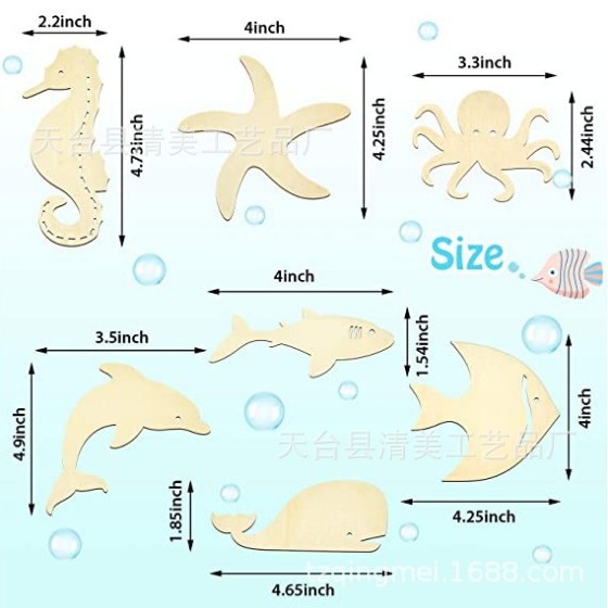 7 piezas de botones de madera de animales submarinos 28 piezas de madera decorativas de dibujos animados marinos