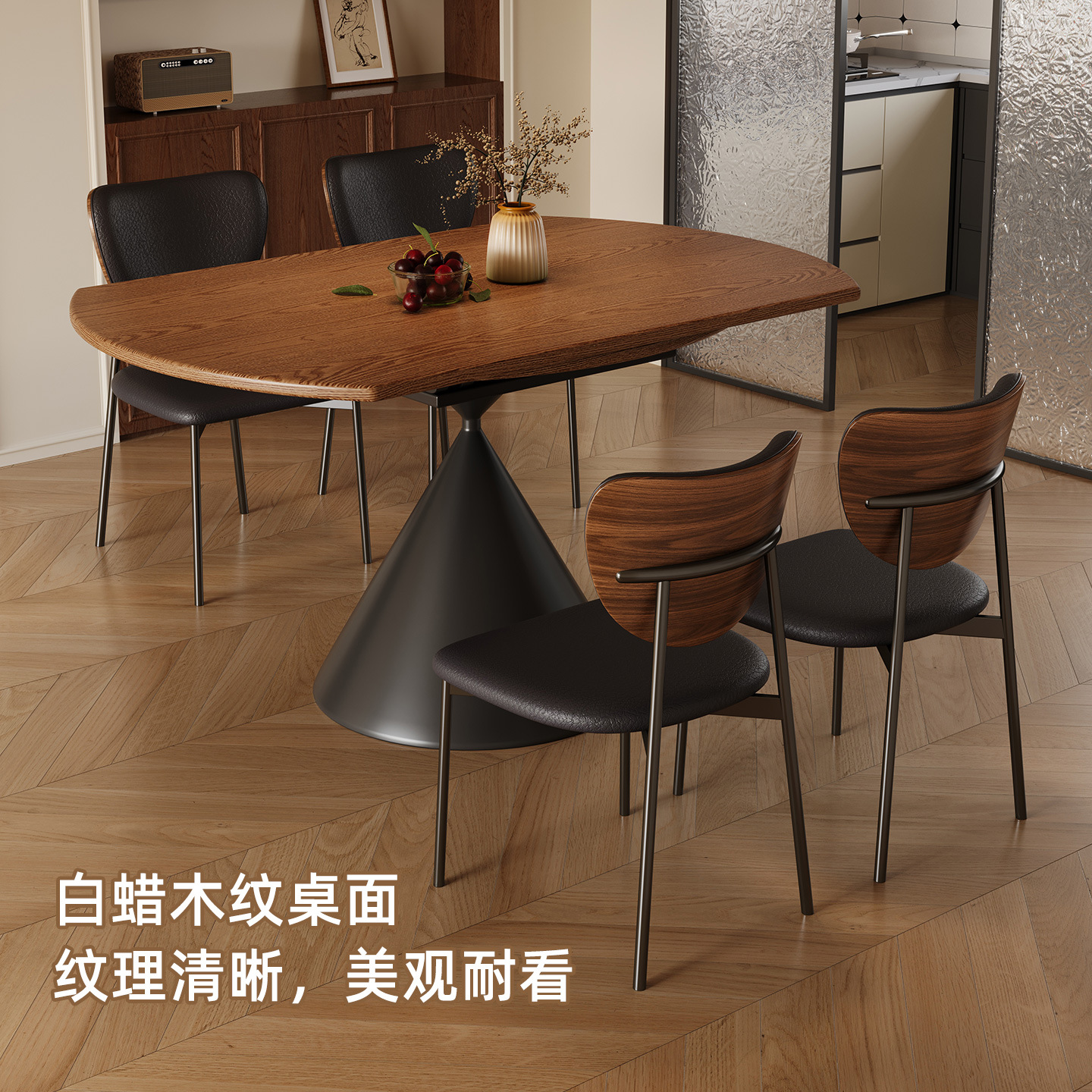 Retro francés estilo medieval cera blanca madera retráctil mesa de comedor de madera sólida mesa redonda casa pequeña mesa plegable de doble propósito