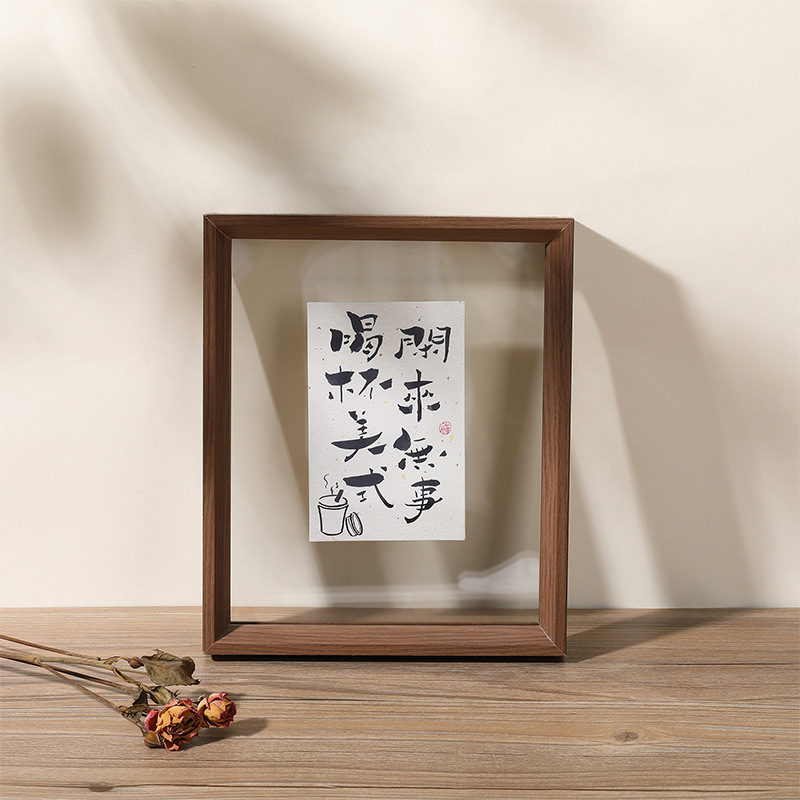 Dual-sided transparent photo frame for display, showcasing framed picture frames in 56 inches, 7 inches, 8 inches, specimen frames, A4, A3 acrylic photo frames